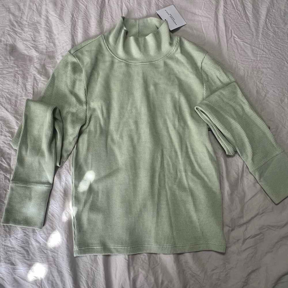 American Eagle Outfitters Mock Turtle Neck Ribbed Long Sleeve Crop T Shirt